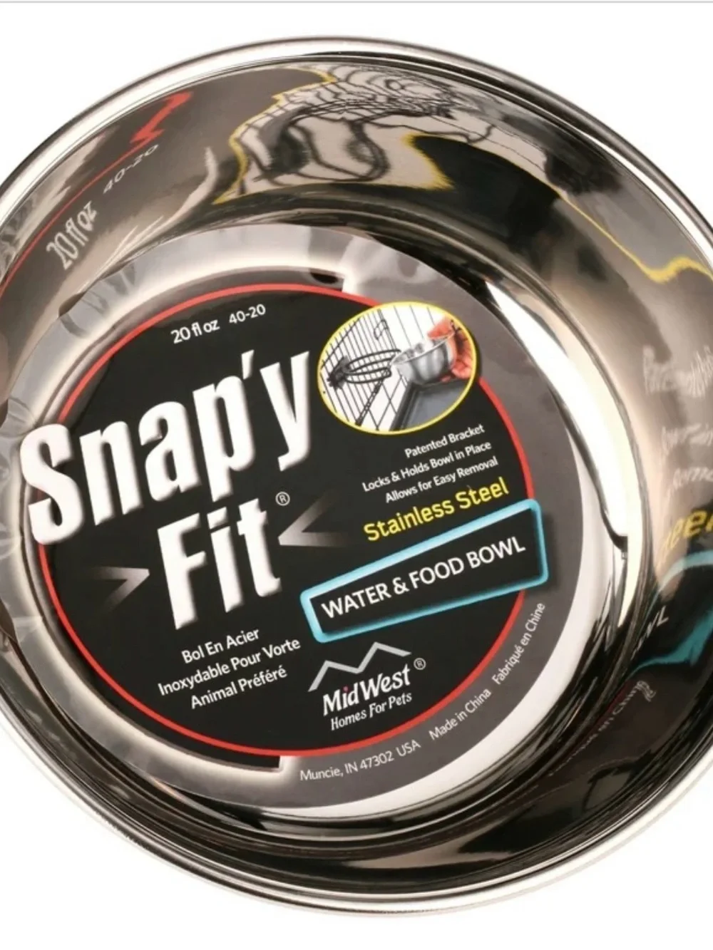 Snap'y Fit Stainless Steel Water & Food Bowl - Silver set of TWO
